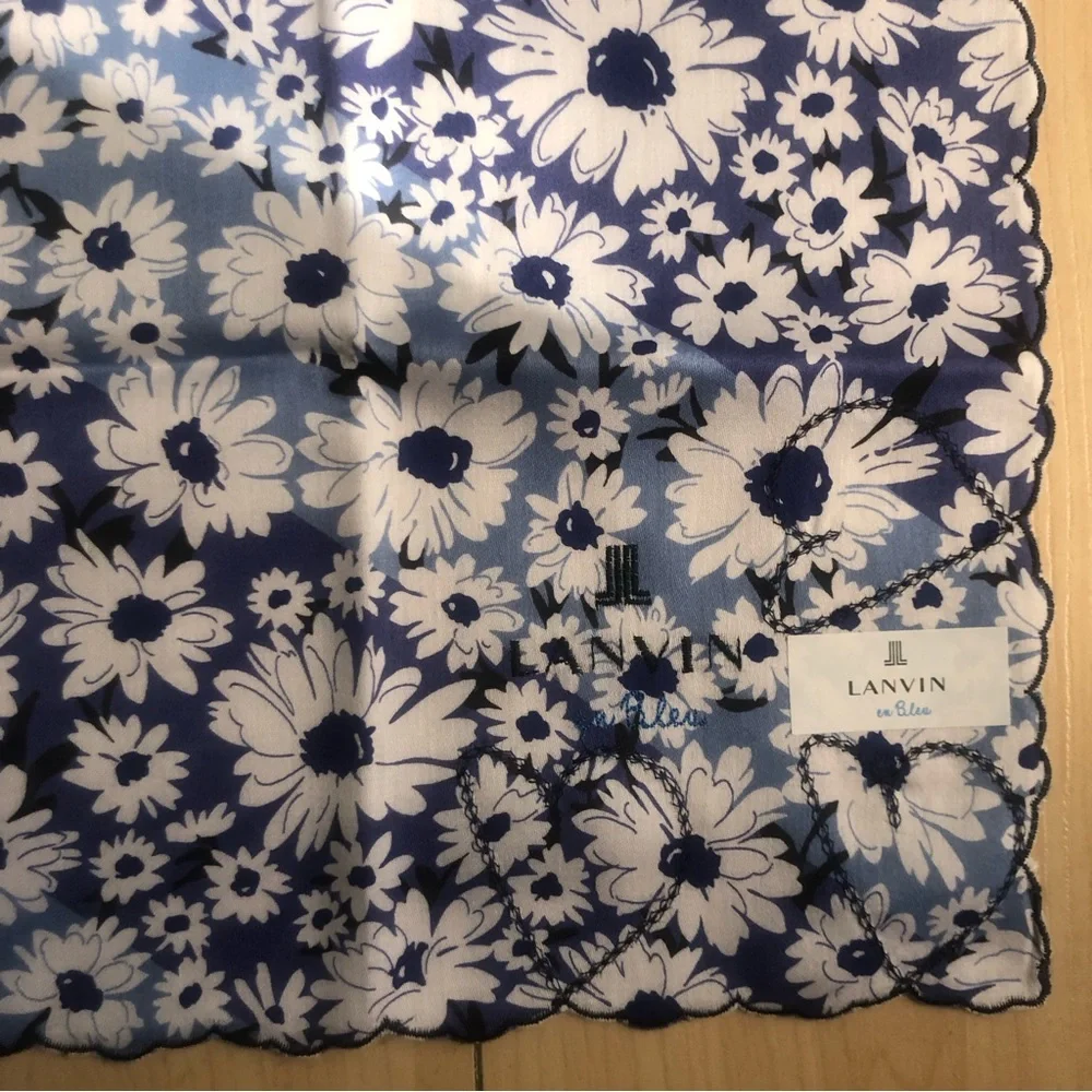 Blue Floral Silk Scarf